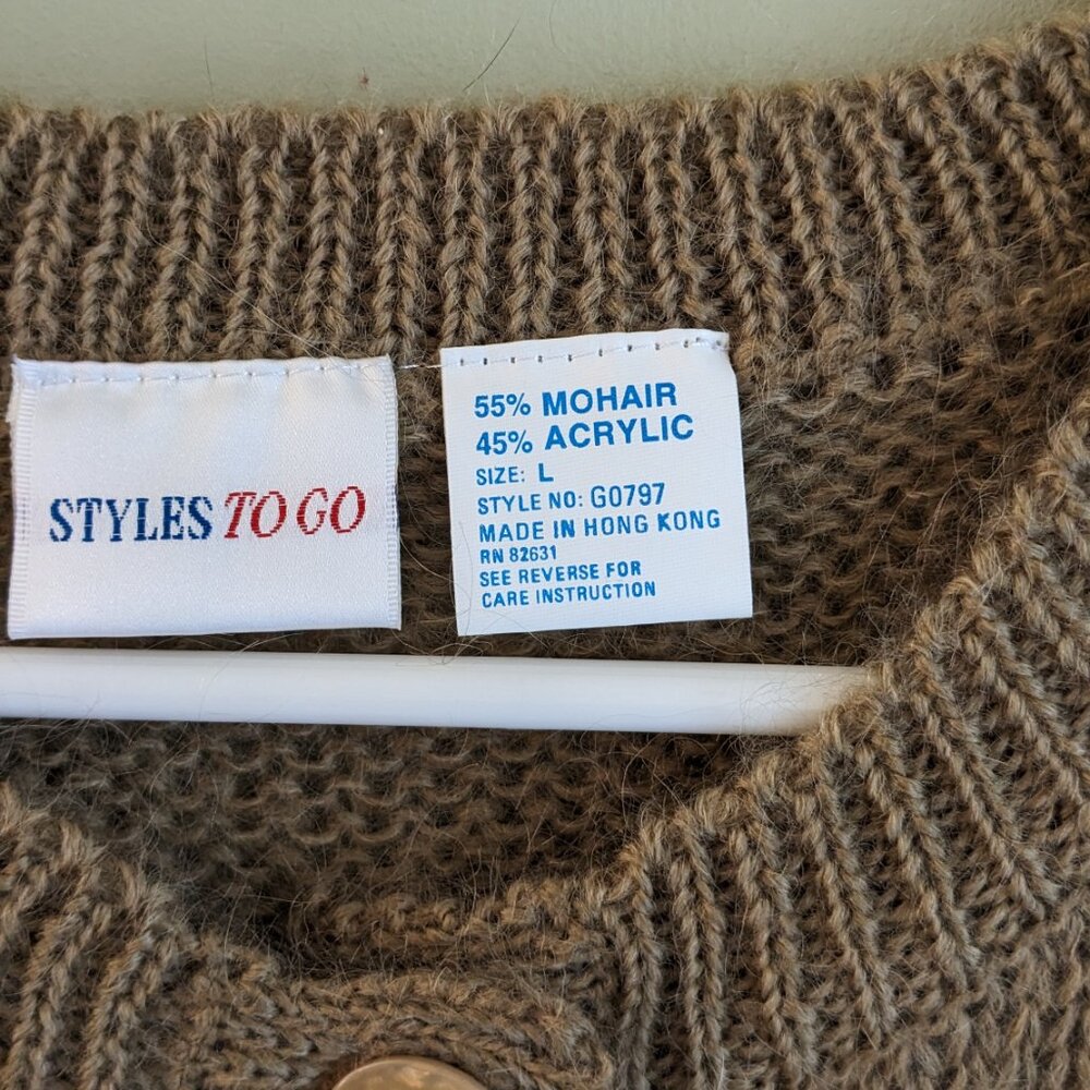 Tan mohair-blend cardigan, size L - Picture 2 of 2